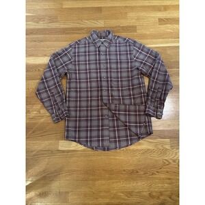 Flannel Shirt LL Bean Men's Size S Reg Fit Brown And White Plaid Button-Up